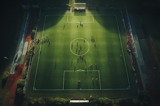 Un partido de fútbol con la palabra "en el centro".