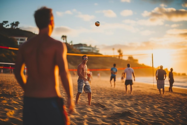 Partido de voleibol entre amigos IA generativa