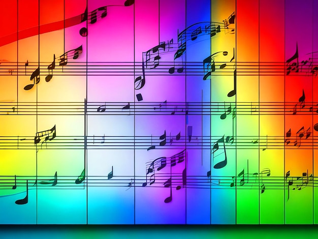 Foto partitura de música de fondo colorido