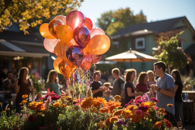 Foto party im freien mit hot-dog-station. ansteckende freude und spaß erzeugende ia