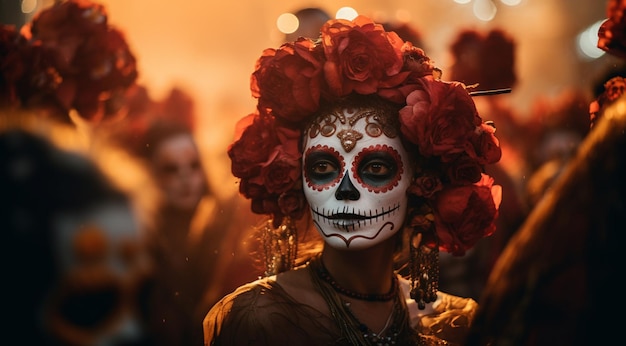 Partyporträt Straßenkostüm am Tag der Toten Mexiko