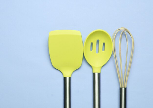 Pás de silicone com cabos de metal, ferramentas para cozinhar