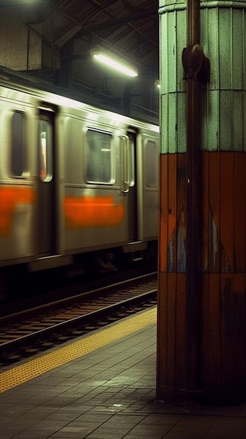 Los pasajeros se apresuran a través de la plataforma de la estación de metro moderna