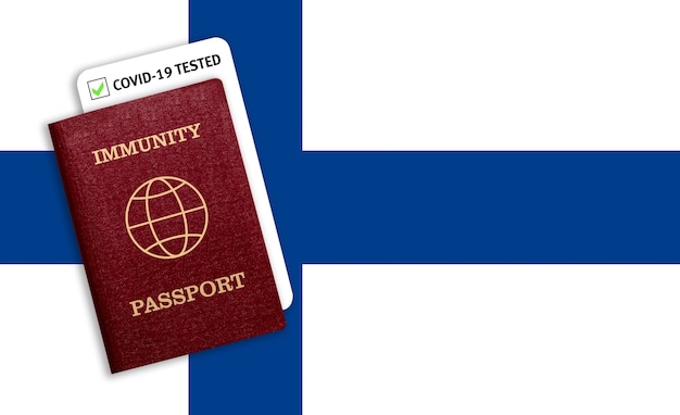 Pasaporte de inmunidad en la bandera nacional de Finlandia