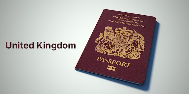 Pasaporte del Reino Unido Pasaporte de diferentes países con fondos oscuros renderización 3D
