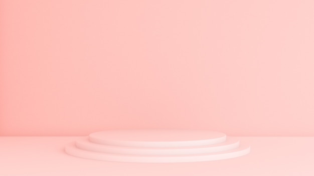 Foto pasarela renderizada en 3d. plataformas para presentación de productos, composición minimalista de mokap