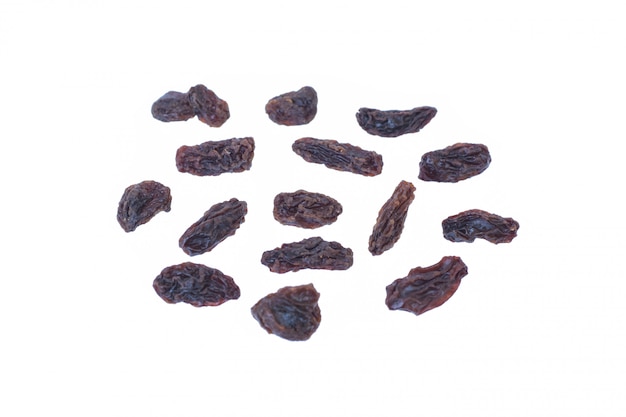 Pasas (sultanas) aisladas en blanco