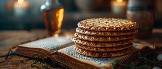 Foto páscoa hagadá páscoa contos conceito da celebração da páscoa judaica livro tradicional com texto hebraico