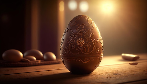 Páscoa, ovo de chocolate em cima da mesa