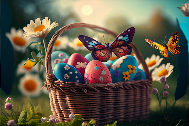 Pascua 9 de abril Día cristiano Para conmemorar la resurrección de Jesús, un símbolo de esperanza, renacimiento y perdón, la búsqueda de huevos de Pascua decora los huevos con patrones y colores brillantes.