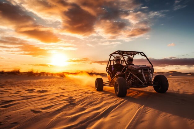 Foto el paseo en buggy de la hora dorada