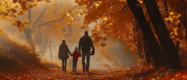 Un paseo familiar en el otoño
