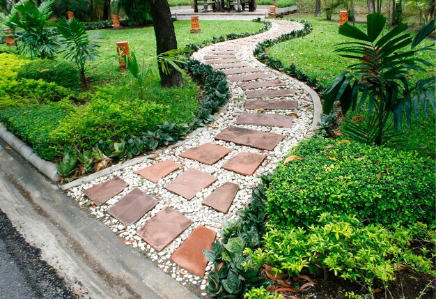 Paseo de piedra en el parque