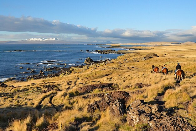 Paseos a caballo al atardecer por los escarpados senderos costeros