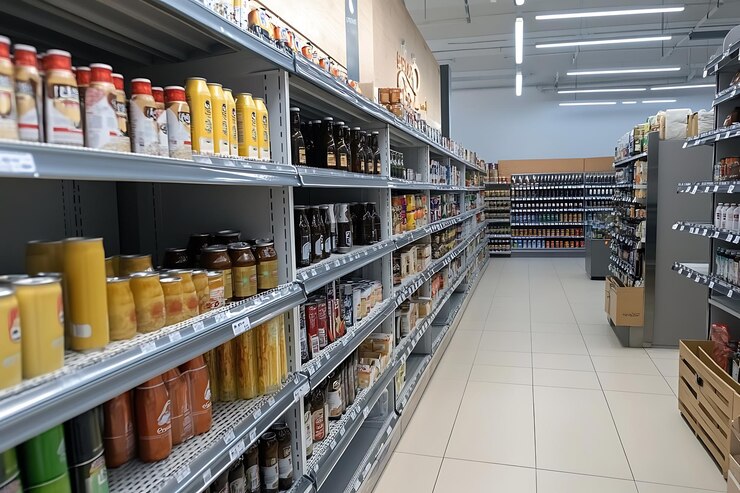 Pasillo de bebidas y comestibles