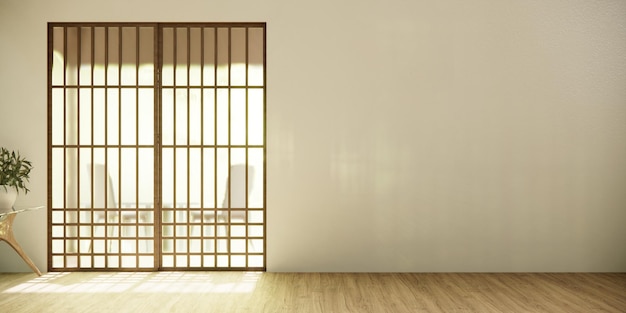 El pasillo Limpiar habitación minimalista japonesa interior 3D renderizado