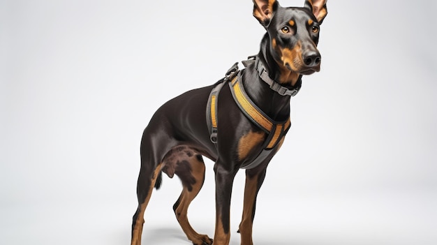 El paso confiado del elegante Doberman Pinscher