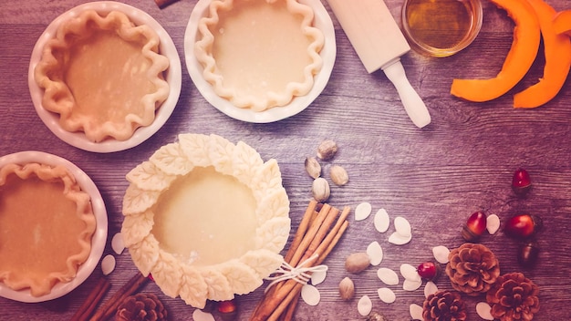 Paso a paso. Preparación de masas de mini tarta para mini tartas de calabaza.