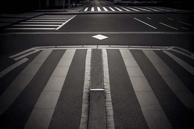 Paso de peatones urbano gris con marcas en la sección de pavimento gris oscuro