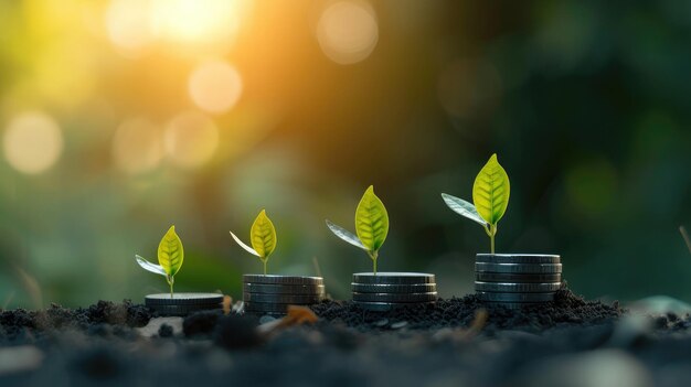 Foto paso de planta de cultivo de dinero con moneda de depósito en el concepto de banco