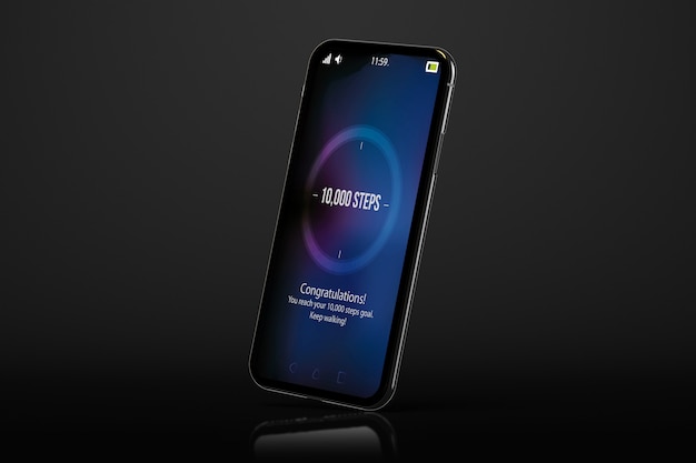 pasos meta teléfono inteligente negro
