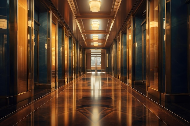 Passagem de hotel de luxo com elevador