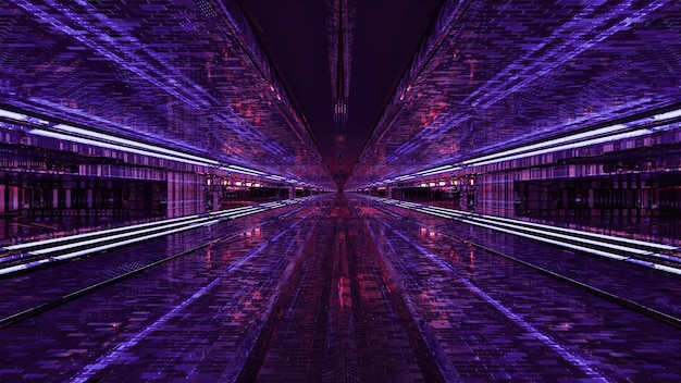 Passagem de tijolos de néon brilhante 4K UHD 3D ilustração