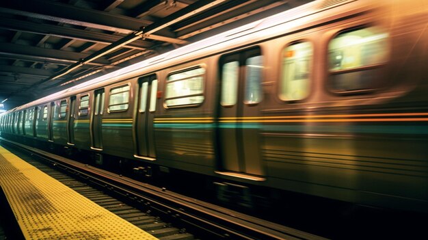Passagiere rennen durch das Bahnsteig einer modernen U-Bahn-Station