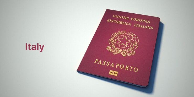 Foto passaporte da itália passaportes de diferentes países com fundos escuros renderização 3d