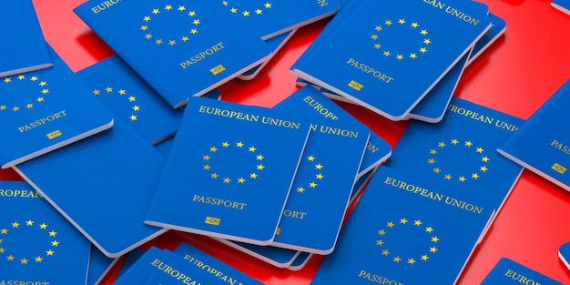 Passaporte da União Europeia. renderização 3D.