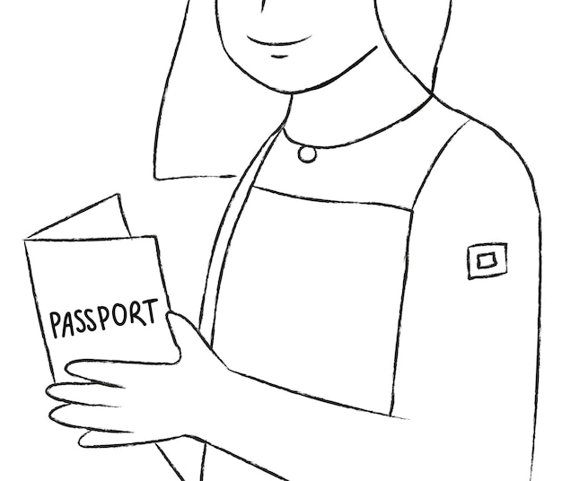 Passaporte de vacinação png mulher desenhada à mão com caráter