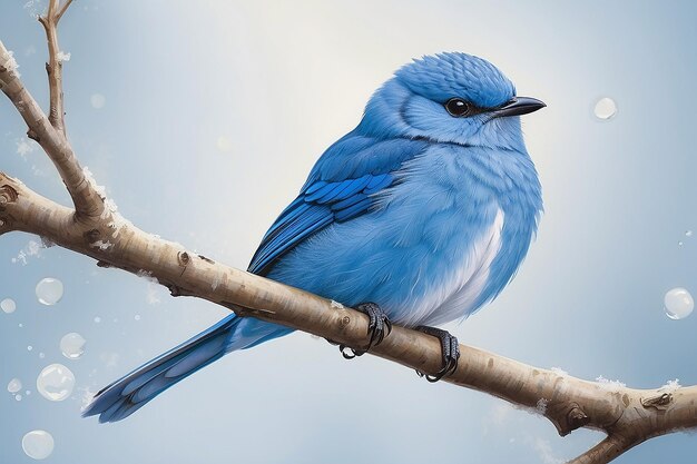 Foto pássaro azul no galho