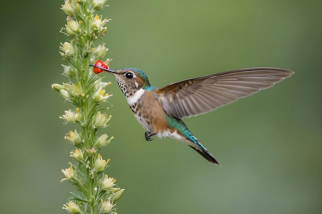 Pássaro-colibri à procura de comida