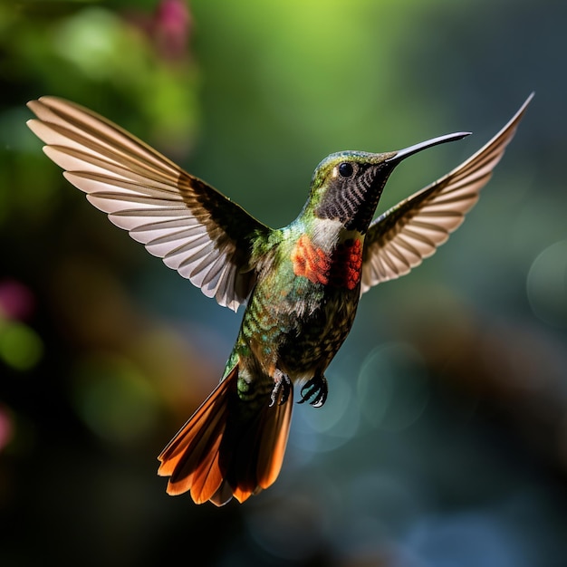 Pássaro-colibri em voo representação ilustrativa ai imagem gerada