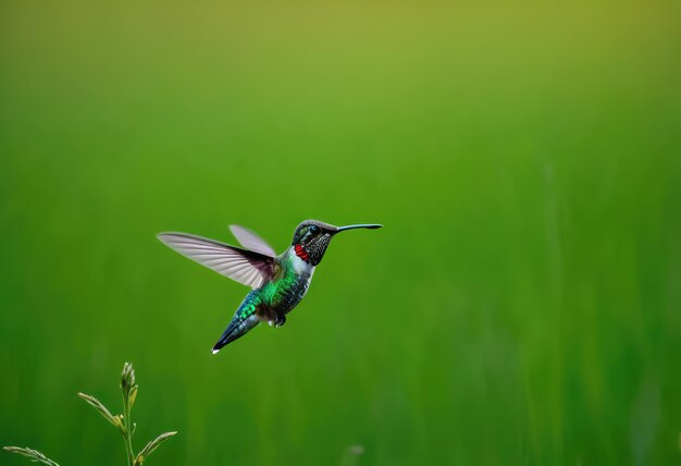 Pássaro-colibri em voo