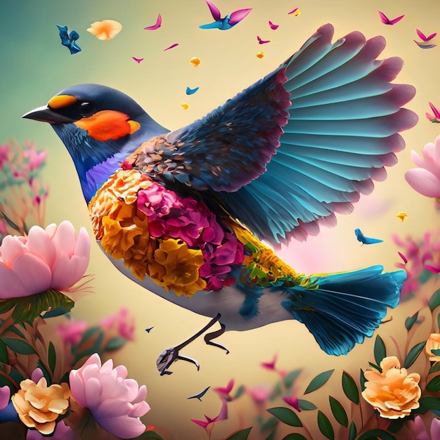 Pássaro colorido na natureza