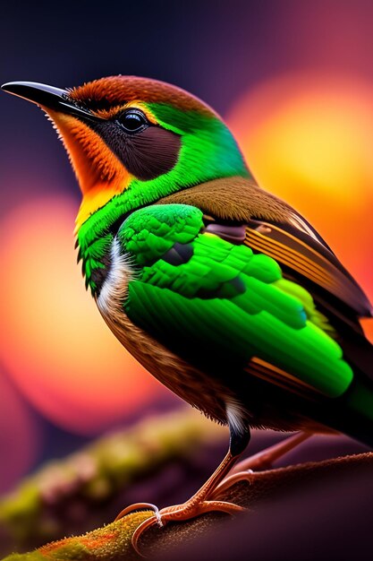 Foto pássaro colorido pássaro voando no céu gerado ai