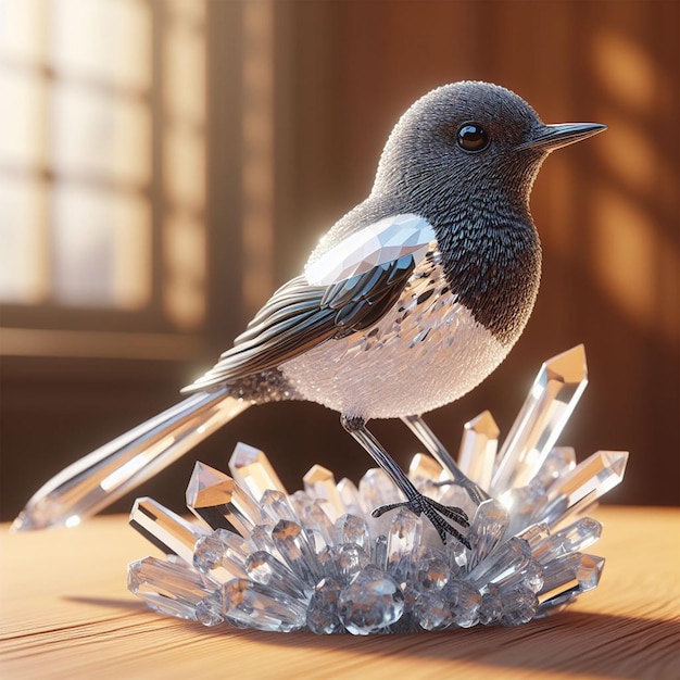 Foto pássaro cristal magpierobin realista