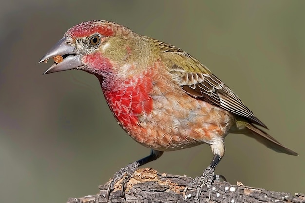 Pássaro-de-bico-vermelho comendo em um galho de árvore