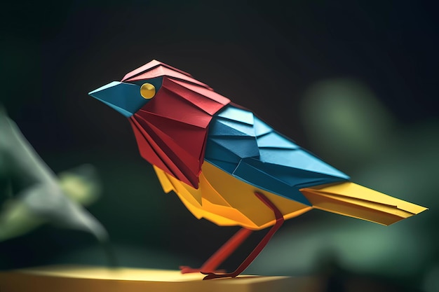 Foto pássaro de origami de papel colorido