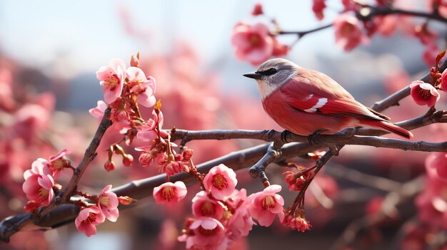 Foto pássaro em sakura hd 8k papel de parede banco de imagem fotográfica