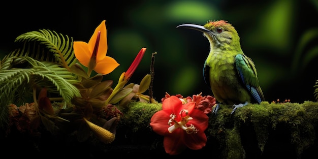 Foto pássaro exótico na floresta nos trópicos