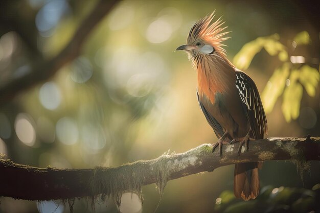 Pássaro incomum de Hoatzin na Bacia Amazônica