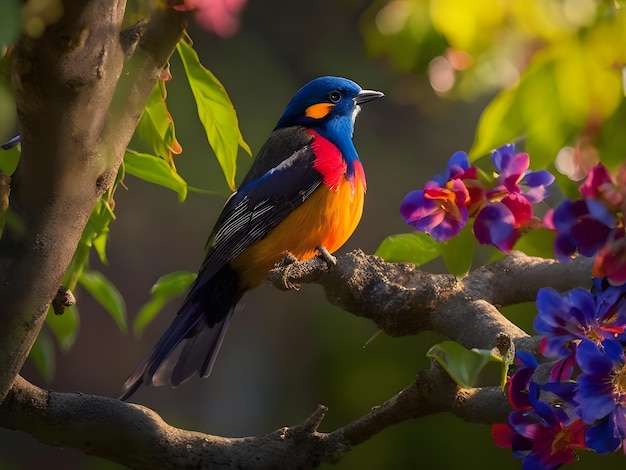 Foto pássaro-mara colorido na floresta ai gerado