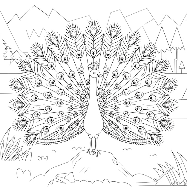 Pássaro para colorir página de arte de linha