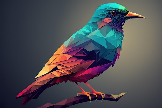Pássaro polígono colorido abstrato ai generativo