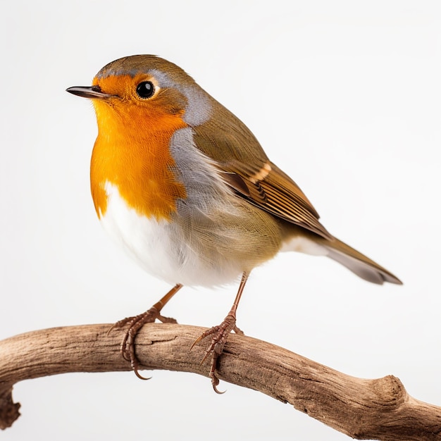 Foto pássaro robin sentado no galho da árvore