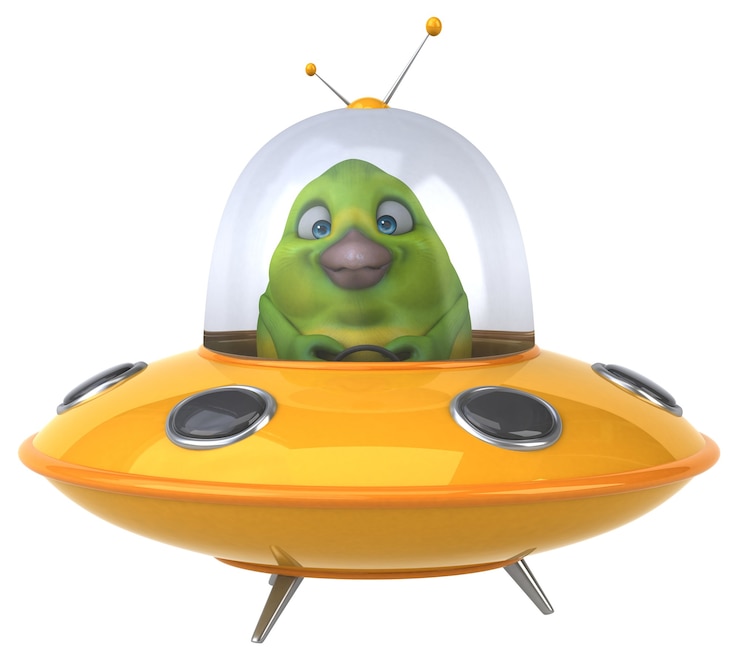 Foto pássaro verde divertido - ilustração 3d