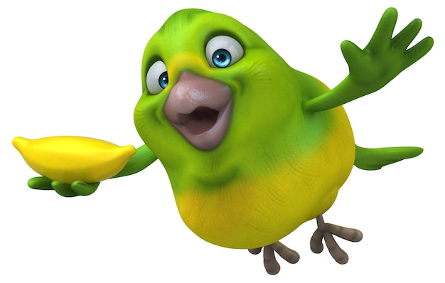 Pássaro verde divertido - ilustração 3D