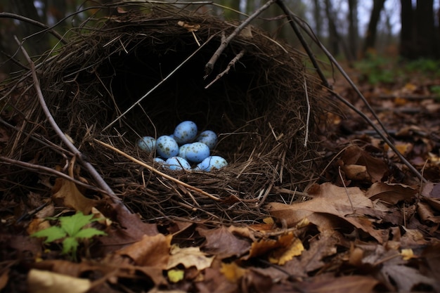 Pássaros abandonados nidificam ovos espalhados no chão